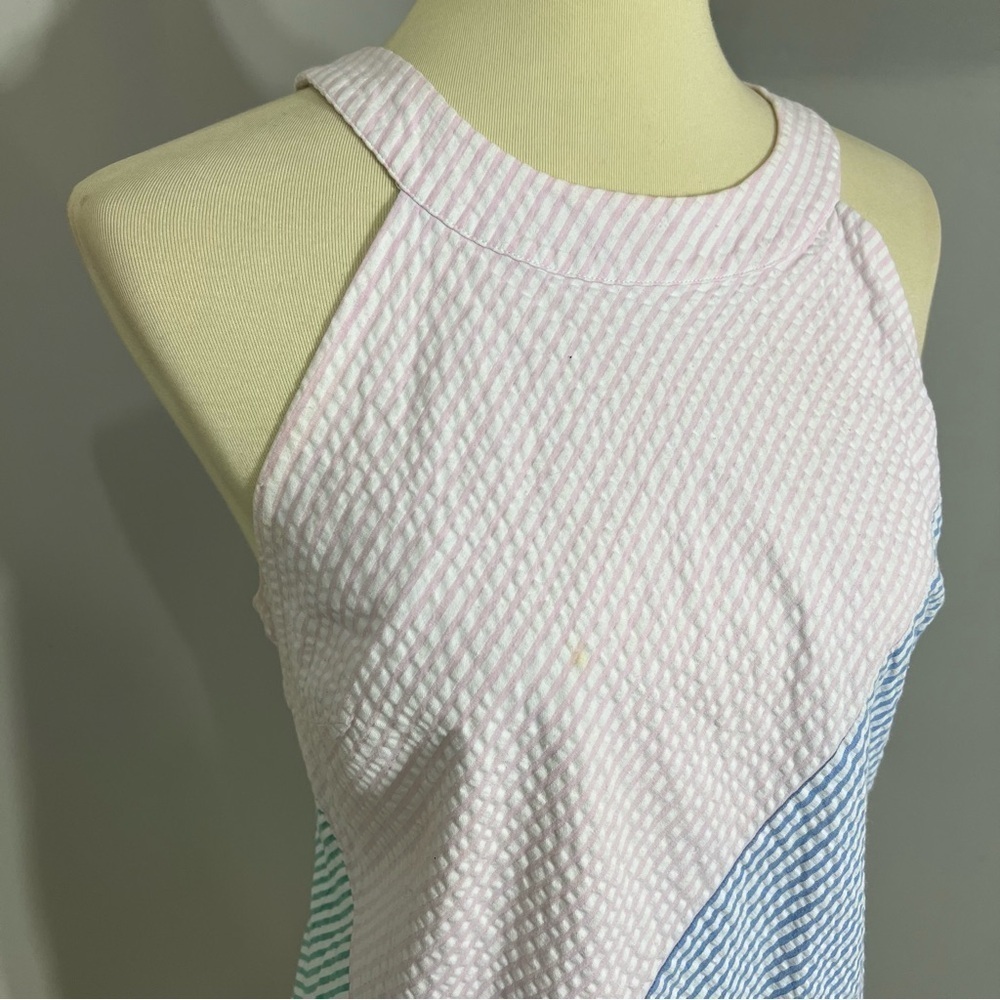 Vineyard Vines Kentucky Derby Seersucker Patchwork Preppy Pastel Midi Dress Blue - Picture 8 of 13